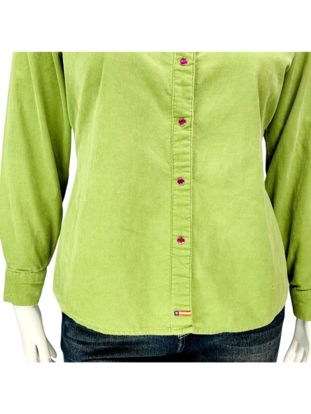 Wrangler Blues Womens Corduroy Pearl Snap Western Shirt Cotton Green Size L - Picture 5 of 14